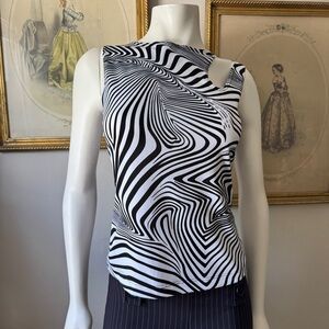 Fashion Bug Black and White Swirl Tank Top